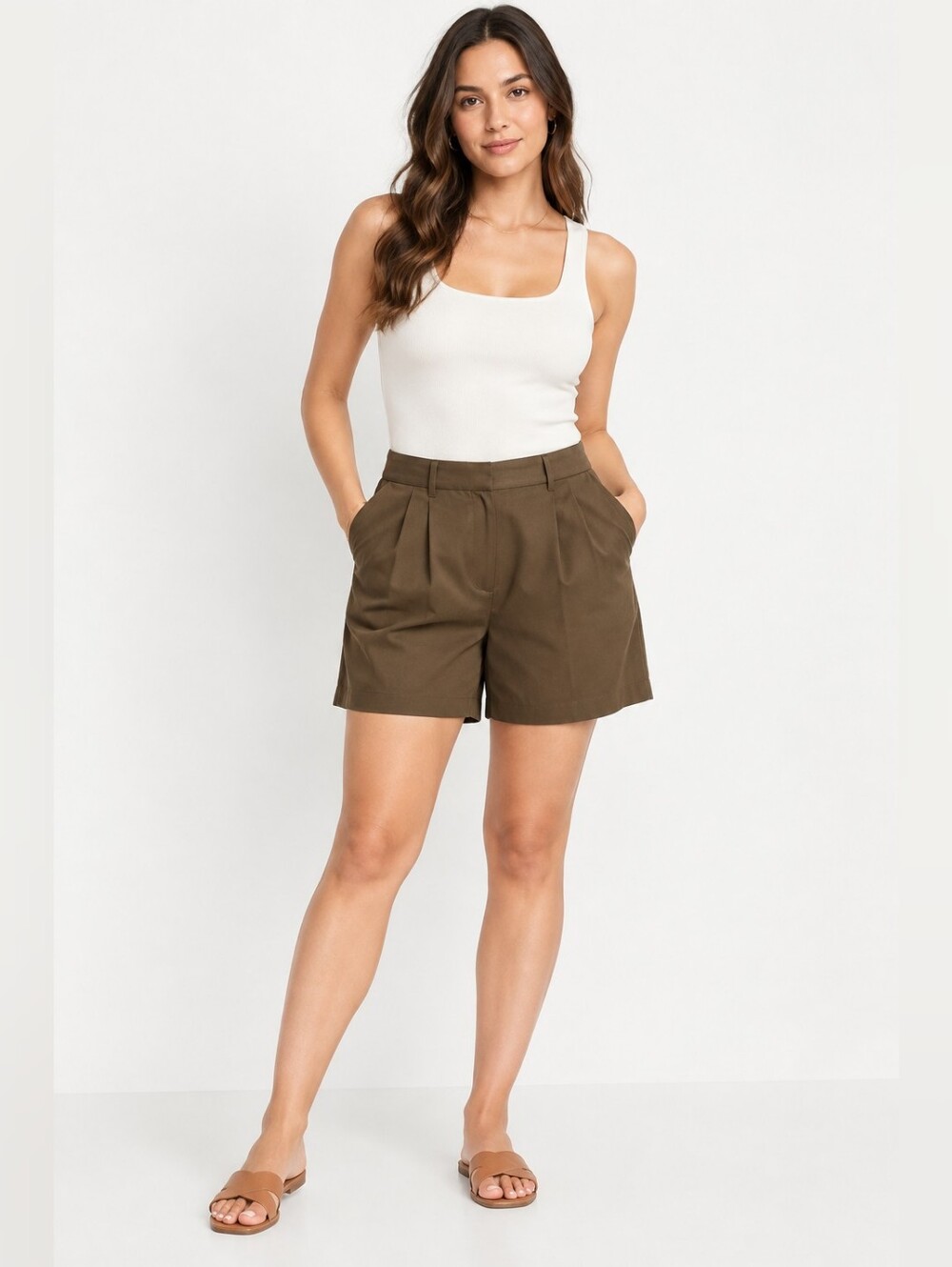 Old Navy Extra High Waisted Taylor Trouser Shorts Brown Size M